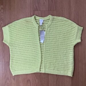 ❤️ Chico’s Vertical Stitch Bernadette Cardigan Sweater in Soft Lime Size M NWT